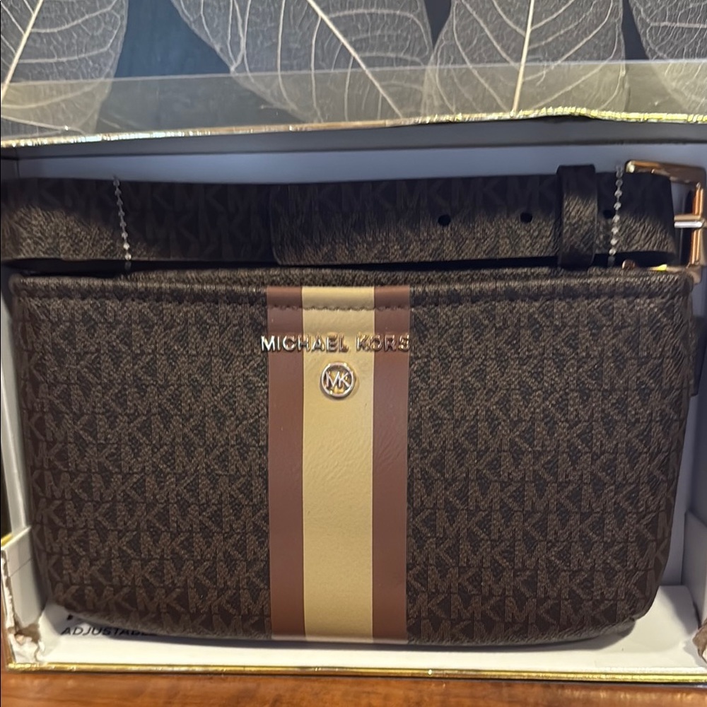 Michael Kors Brown and Tan Crossbody Belt Bag